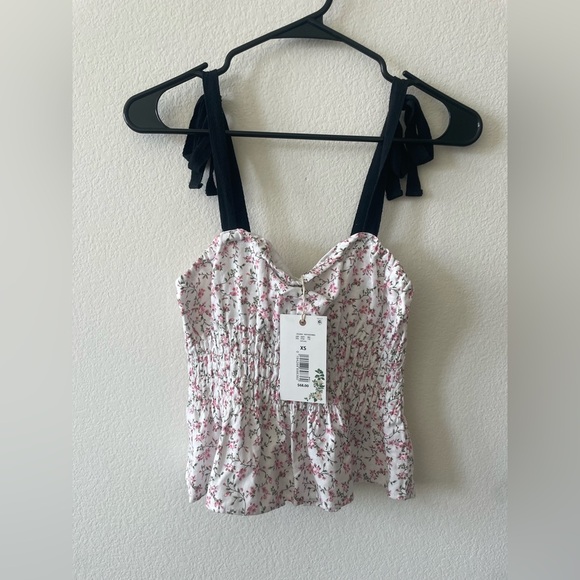 Chelsea & violet white and pink floral crop top with adjustable straps